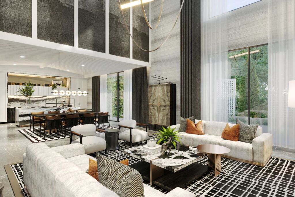 high ceiling luxury house